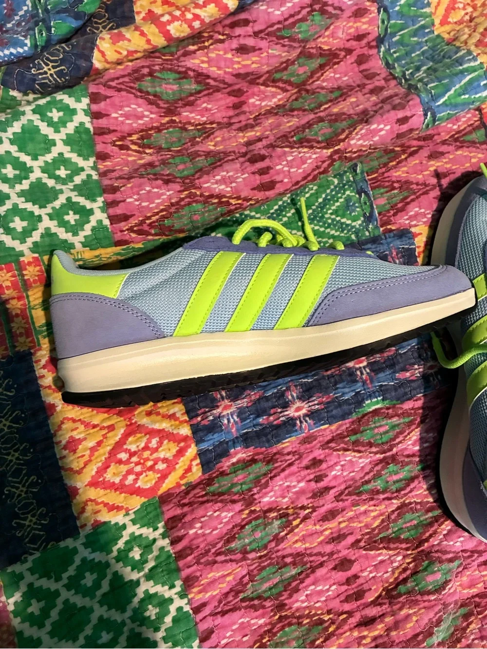 adidas Purple Sneakers with Neon Green Accents